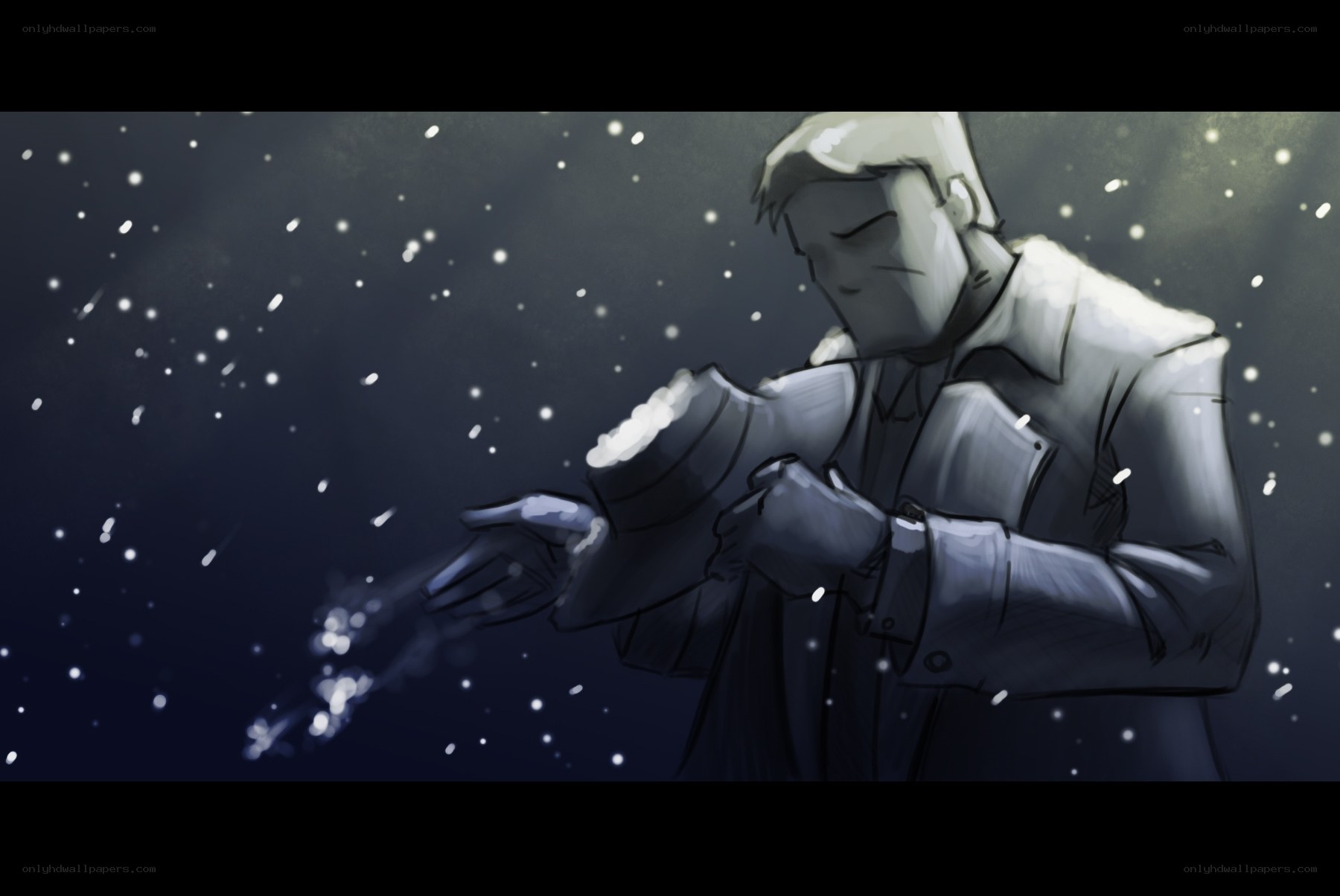 man in snowstorm