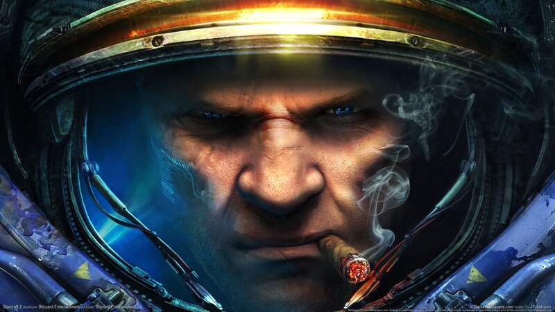 Man in Space Helmet — Blue, Dramatic, Digital Art, Cigar