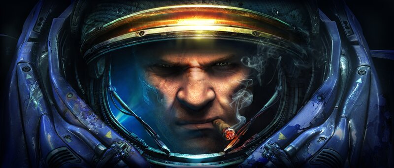 Man in Space Helmet — Blue, Dramatic, Digital Art, Cigarette