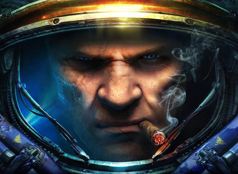 Man in Space Helmet — Blue, Dramatic