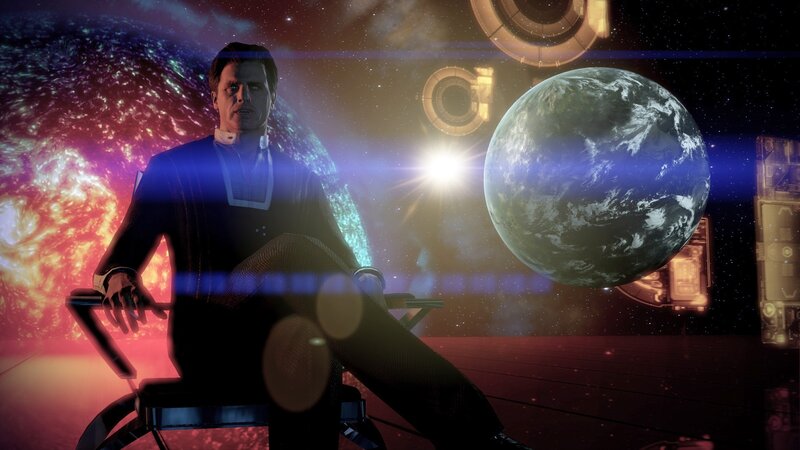 man in space with earth