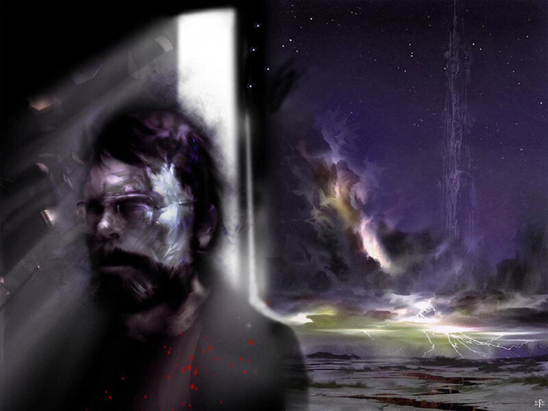 man in stormy landscape