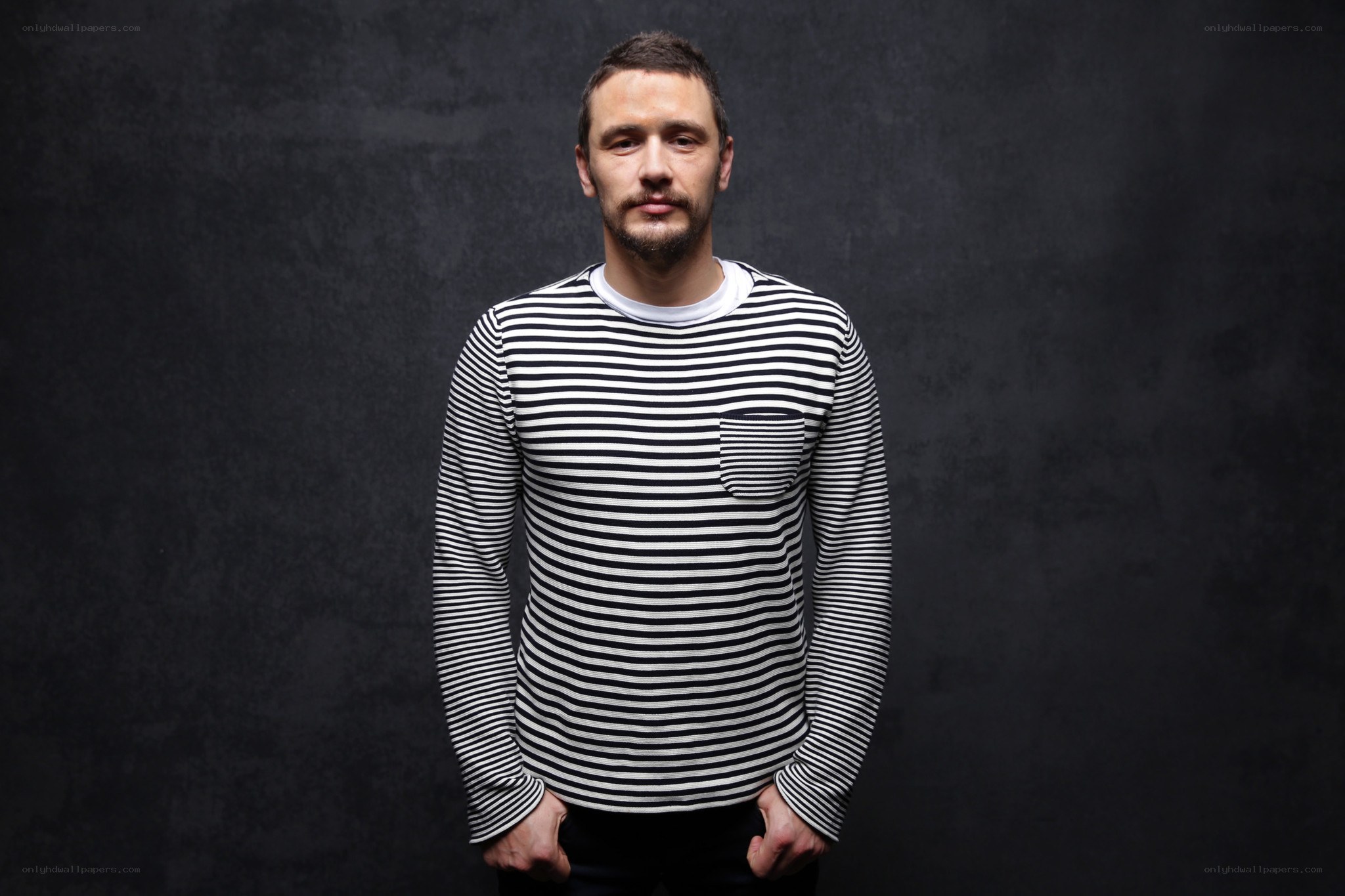 man in striped shirt