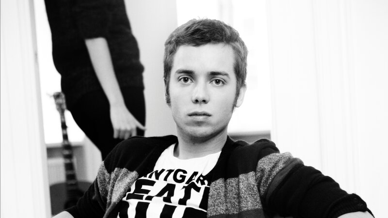 Man in Striped Sweater — Black