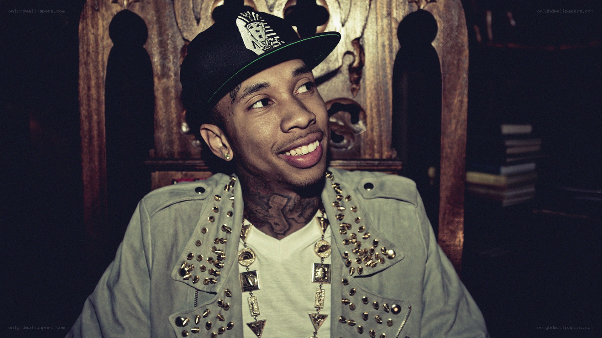 man in studded jacket