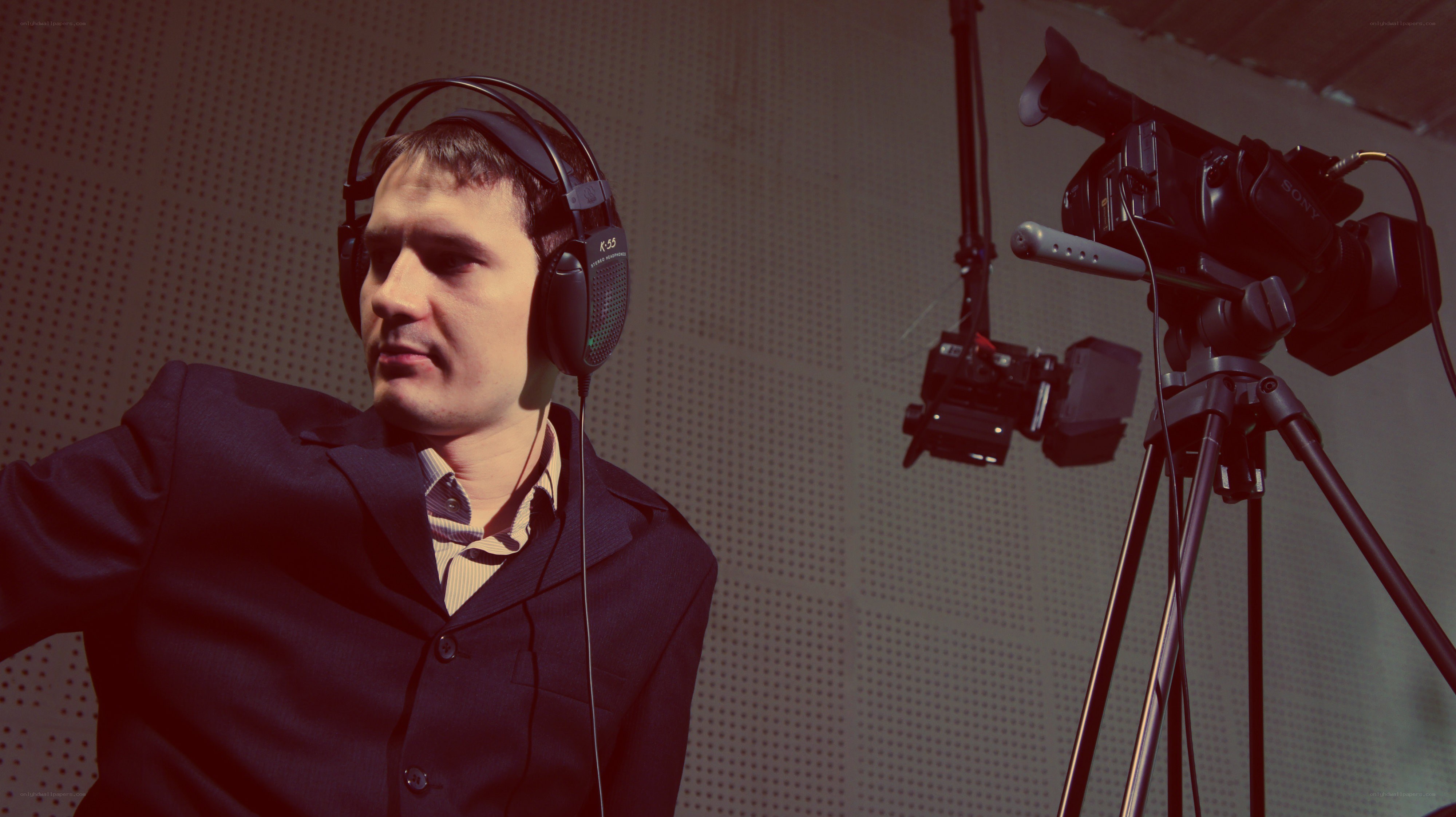 Man in studio with headphones
