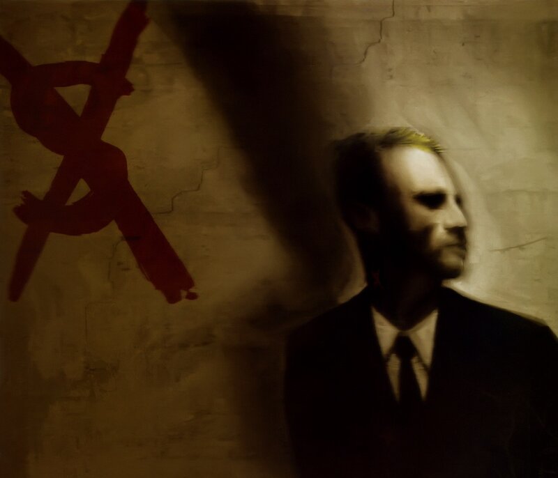 Man in Suit Against Wall — Brown, Dramatic