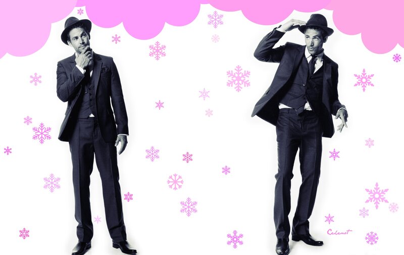 Man in Suit and Hat — White, Playful, Winter