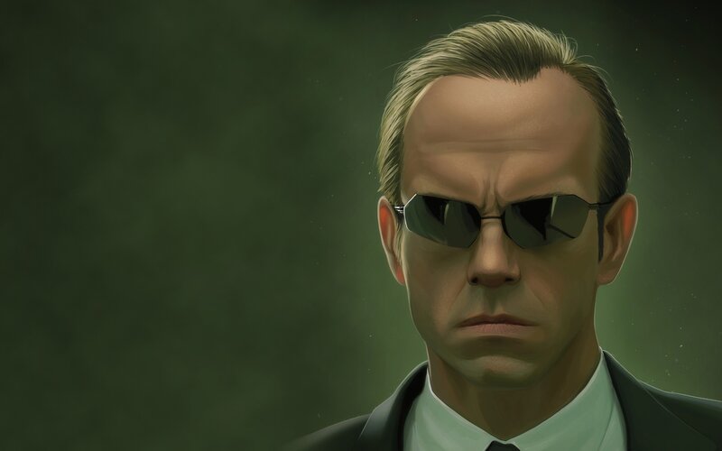Man in Suit and Sunglasses — Green, Serious
