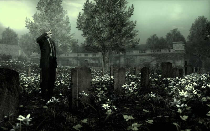 Man in Suit at Cemetery — Green