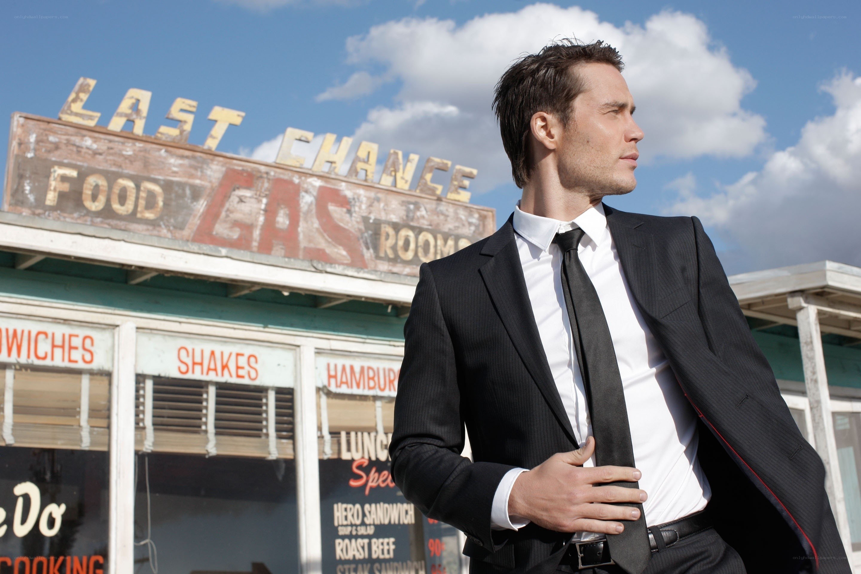 Man in suit at diner