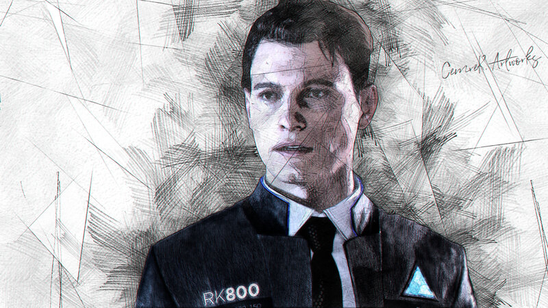 Man in Suit — Black, Dramatic, Digital Art, Tie