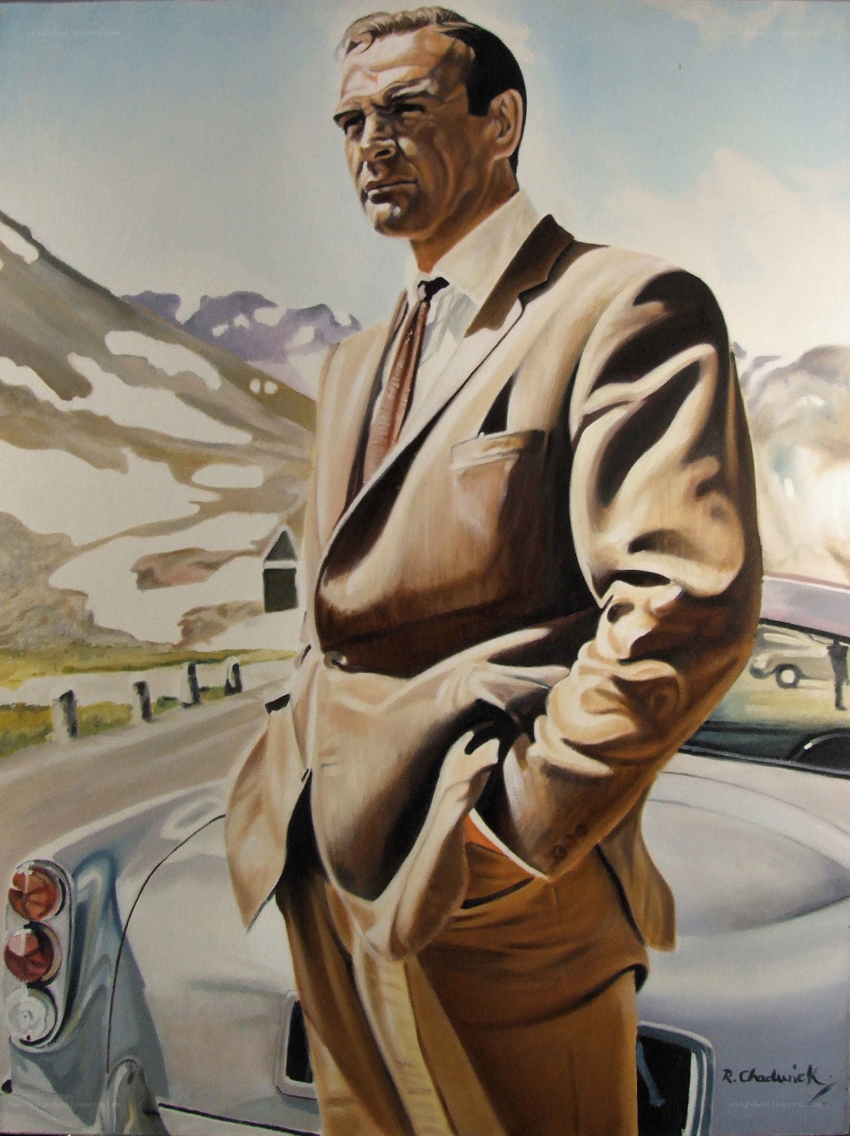 Man in suit by car