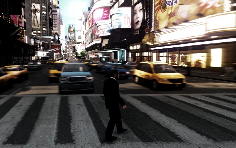 Man in Suit Crossing Street