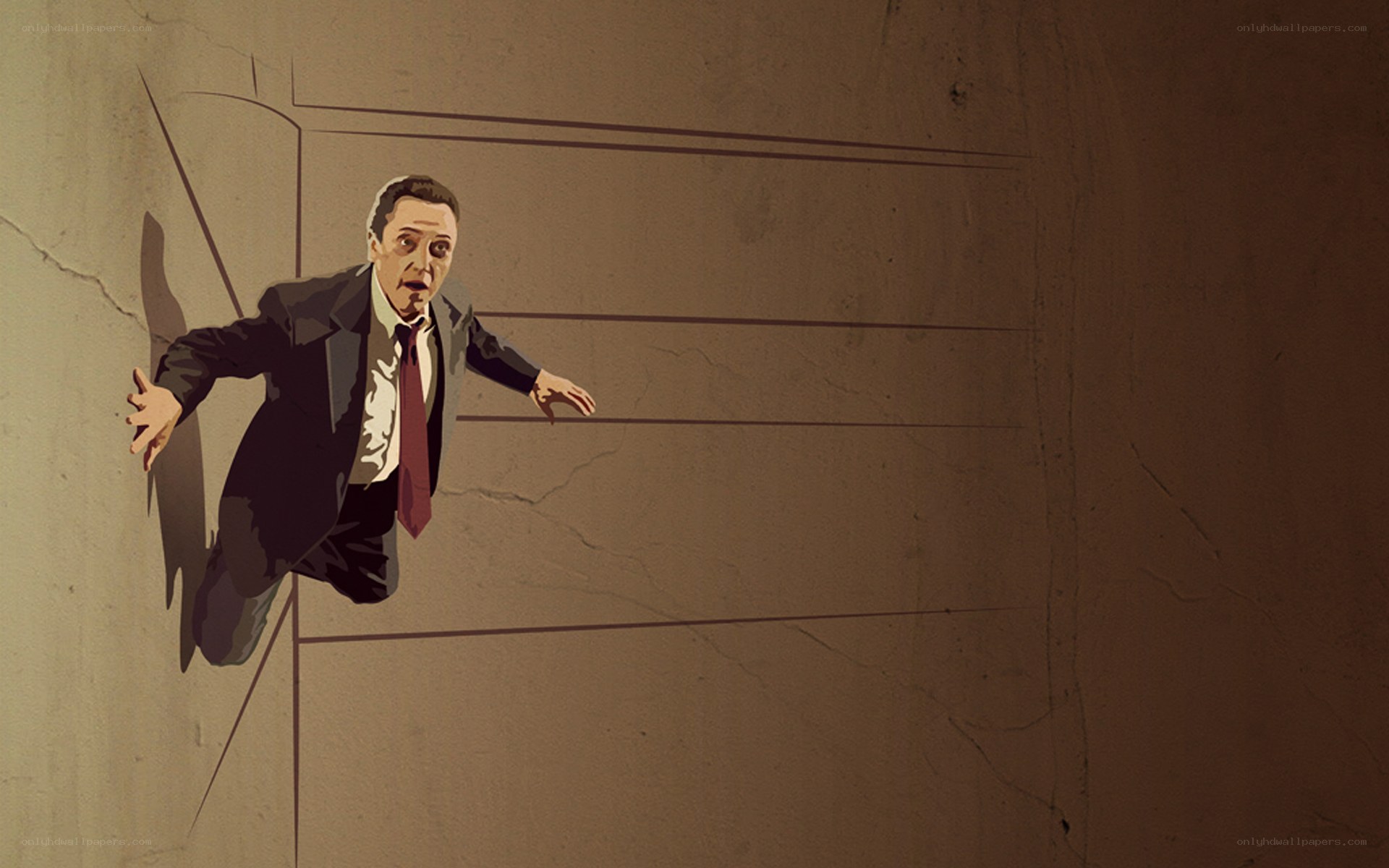 man in suit falling