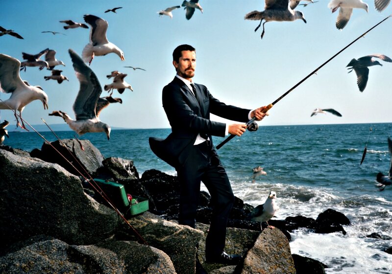 Man in Suit Fishing