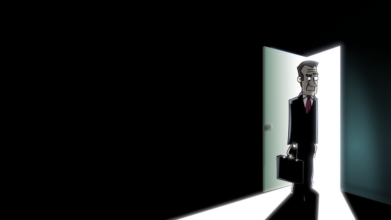 Man in Suit Holding Briefcase — Light