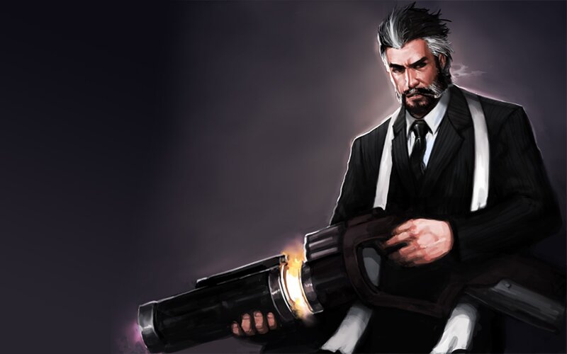 Man in Suit Holding Gun — Black, Dramatic, Digital Art, Beard, Gray