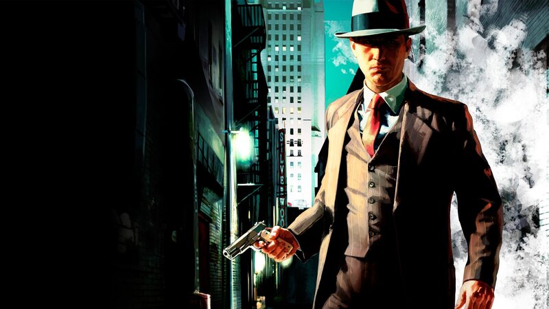 Man in Suit Holding Gun — Black, Dramatic, Night, Digital Art