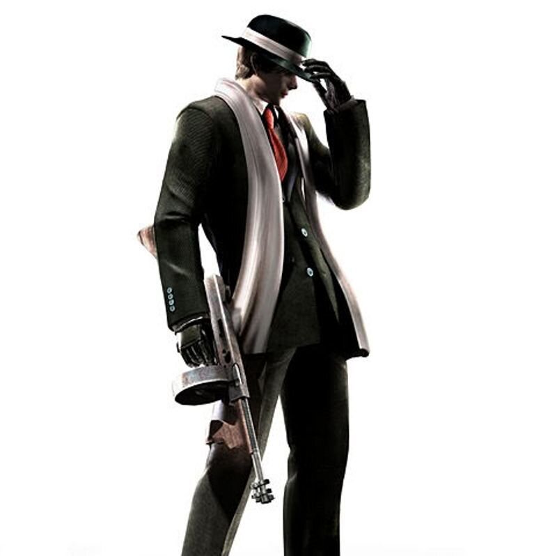 Man in Suit Holding Gun — Black, Serious