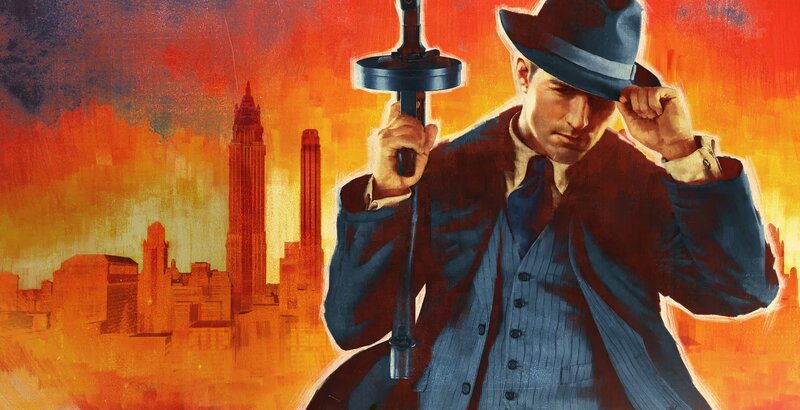 Man in Suit Holding Gun — Orange
