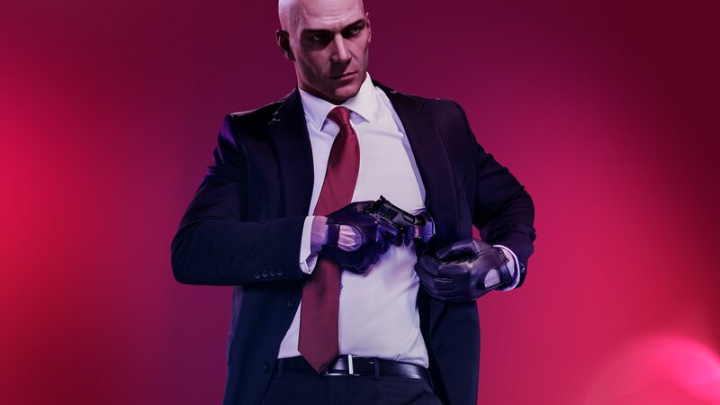 Man in Suit Holding Gun — Red, Dramatic