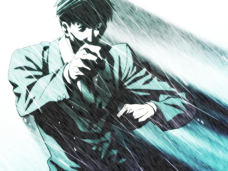 man in suit in rain