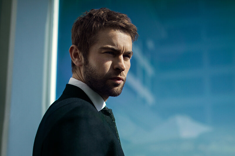 Man in Suit Looking Away — Blue