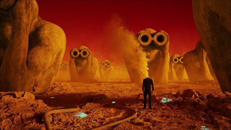 Man in Suit on Alien Planet