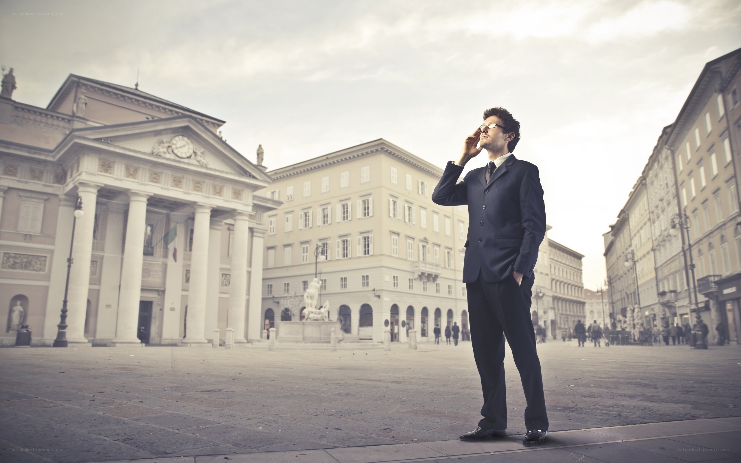 Man in suit on city street