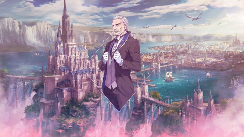 Man in Suit on Cliff — Purple