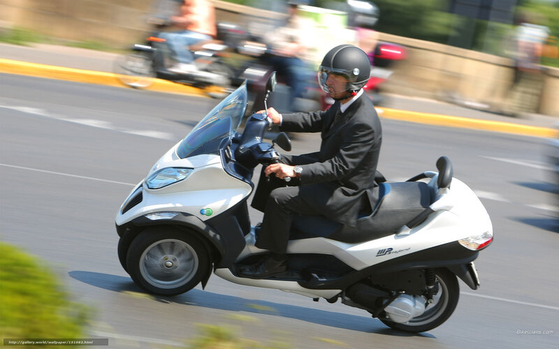 Man in Suit on Scooter — White