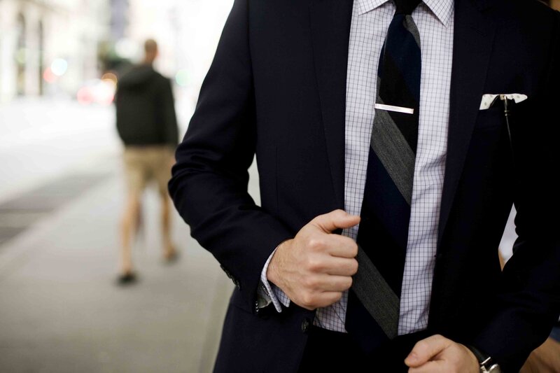 Man in Suit on Street — Black, Professional