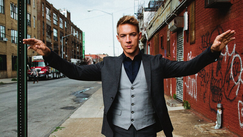 Man in Suit on Street — Gray