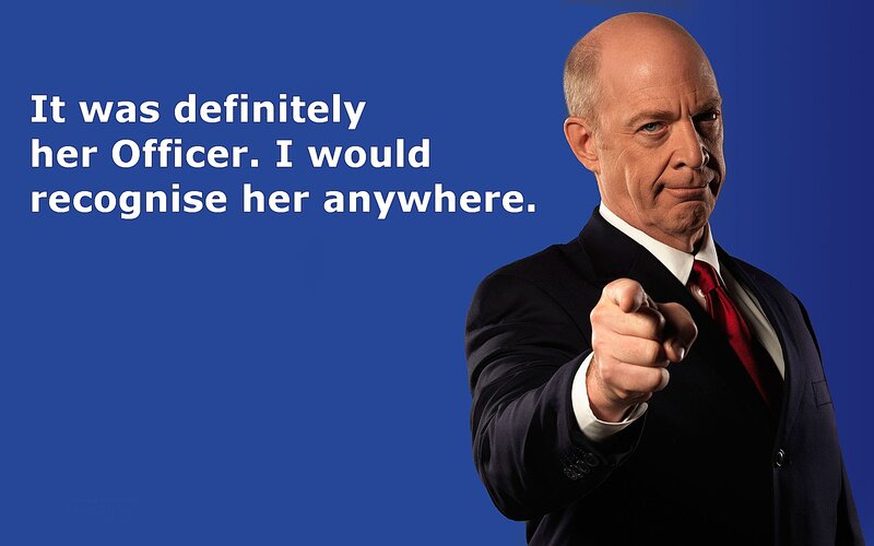 Man in Suit Pointing — Blue