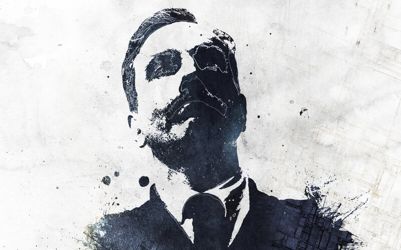 Man in Suit Portrait — Black, Dramatic