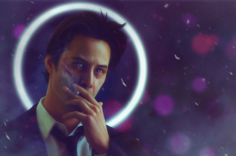 Man in Suit Smoking — Purple