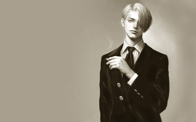 man in suit smoking