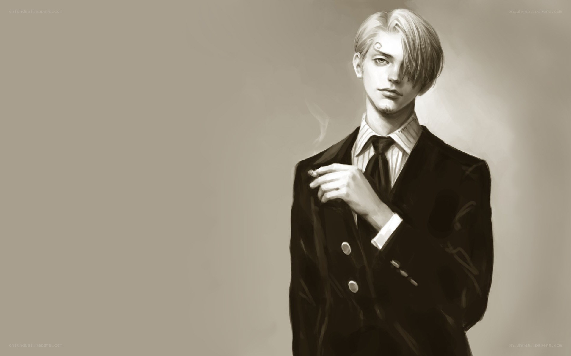 man in suit smoking