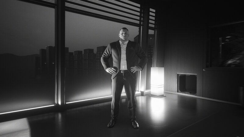 Man in Suit Standing — Black, Dramatic, Night, 3d Render