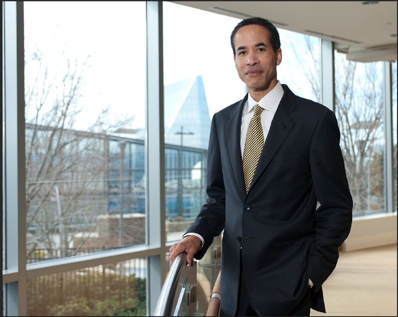Man in Suit Standing — Black, Professional