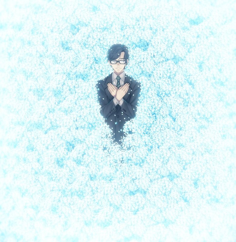 man in suit surrounded by flowers