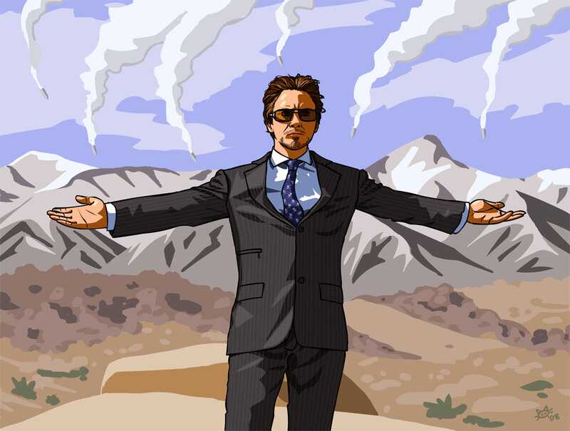 Man in Suit with Arms Outstretched — Gray, Dramatic