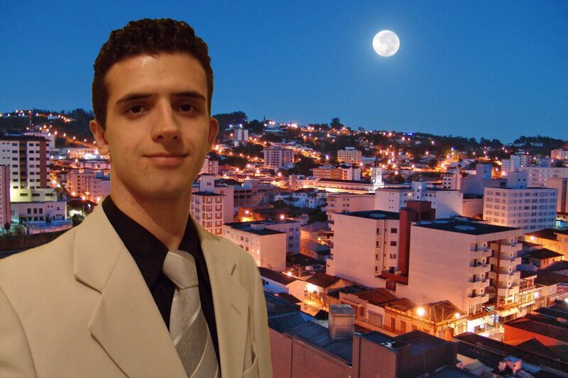 man in suit with city view