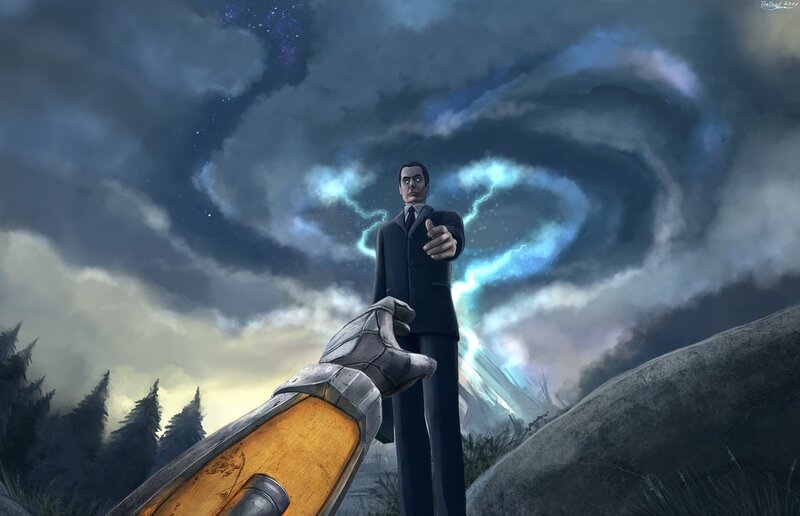 Man in suit with energy vortex