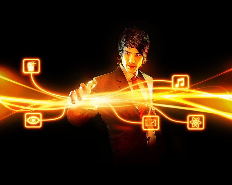 Man in Suit with Glowing Lines — Black