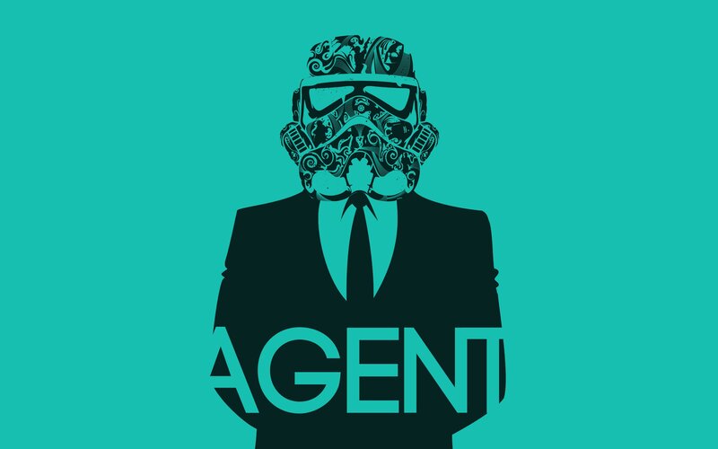 Man in Suit with Helmet — Teal, Serious
