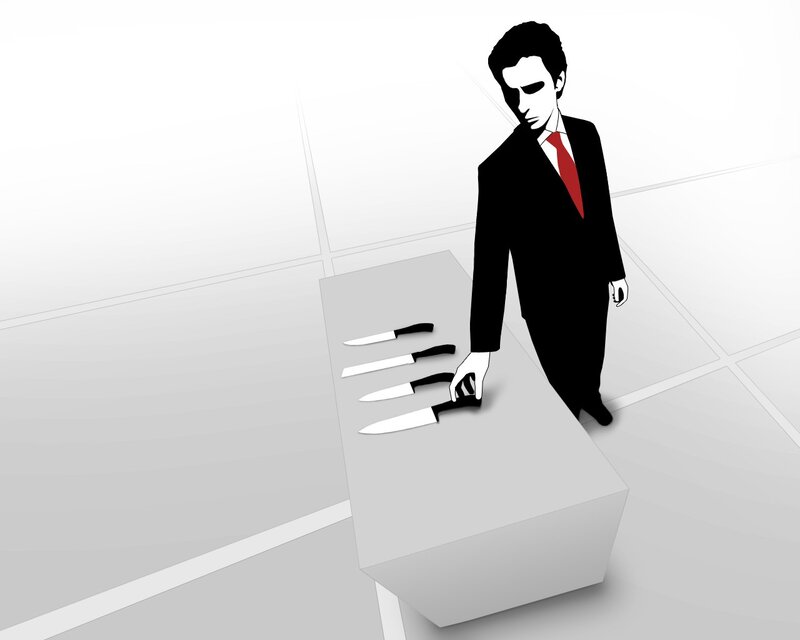 Man in Suit with Knives