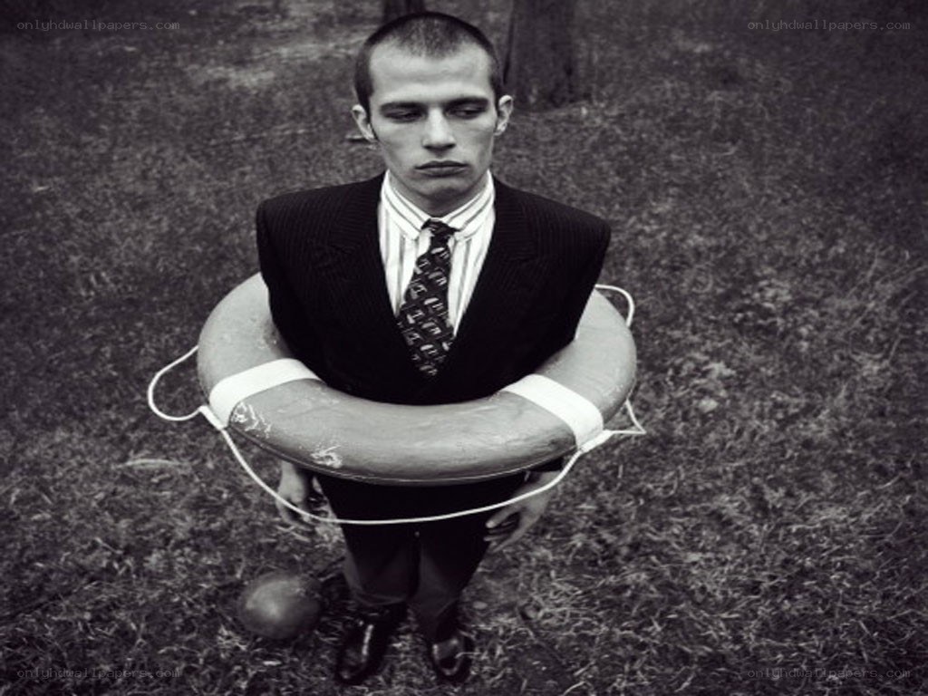 man in suit with life preserver