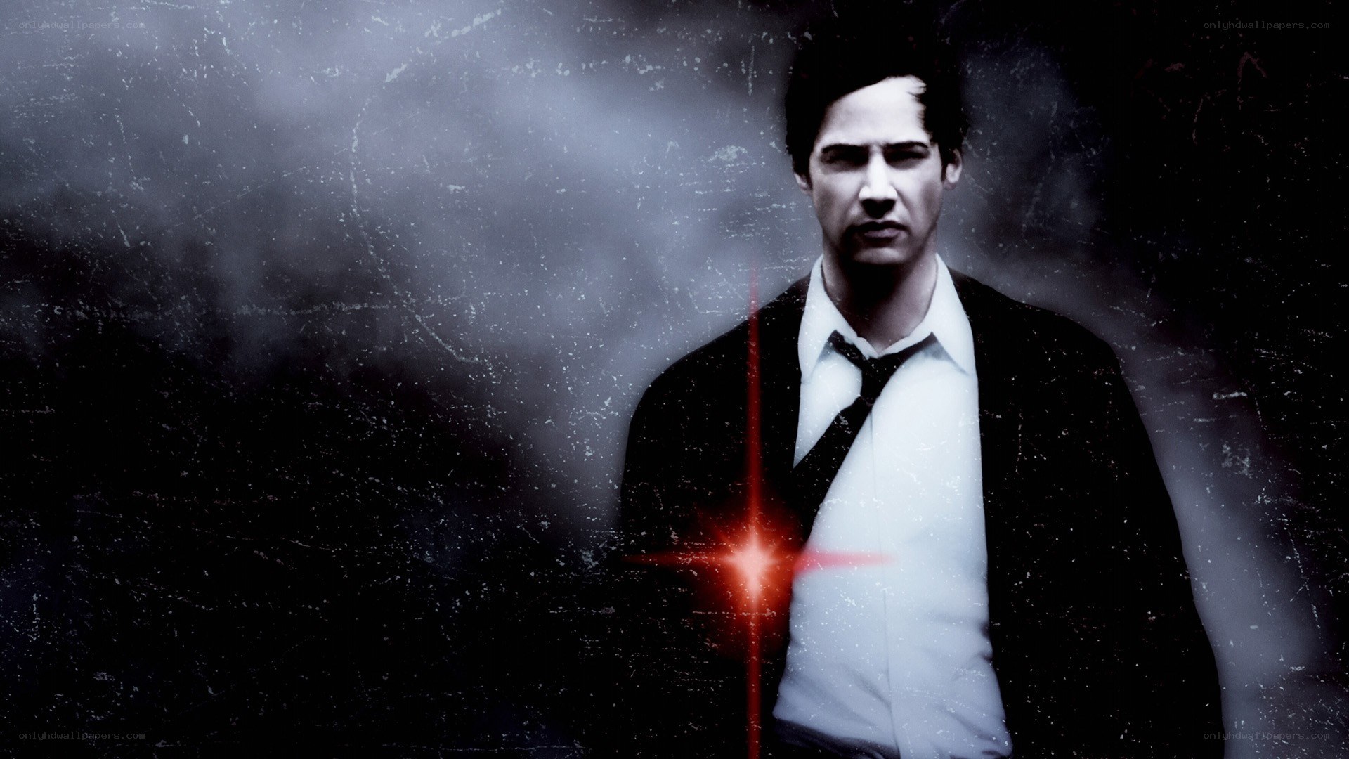 man in suit with red light